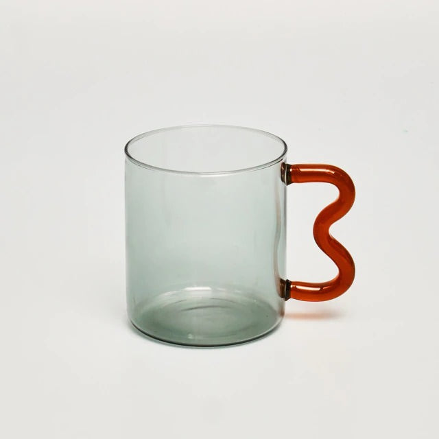 Rynx | Pastel glass wave handle cup