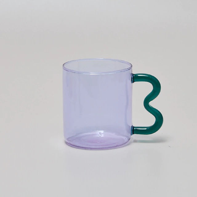 Rynx | Pastel glass wave handle cup