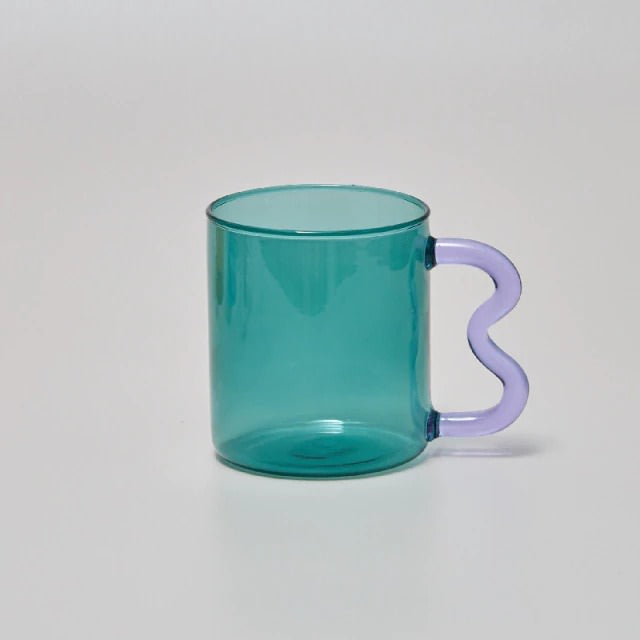 Rynx | Pastel glass wave handle cup