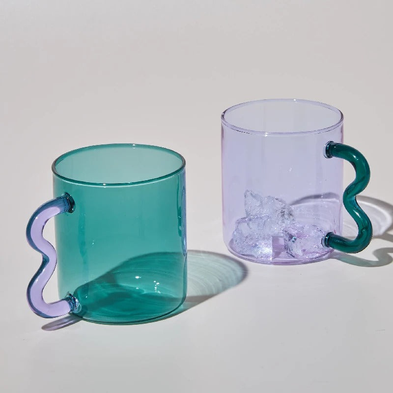 Rynx | Pastel glass wave handle cup
