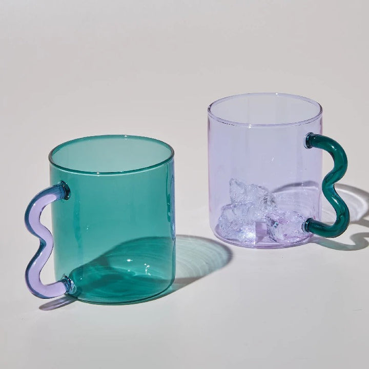 Rynx | Pastel glass wave handle cup