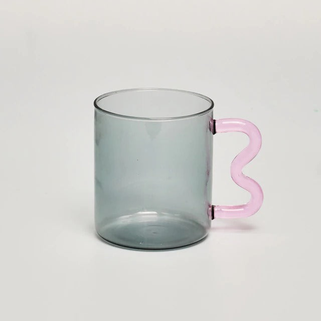 Rynx | Pastel glass wave handle cup