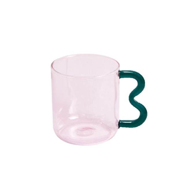 Rynx | Pastel glass wave handle cup