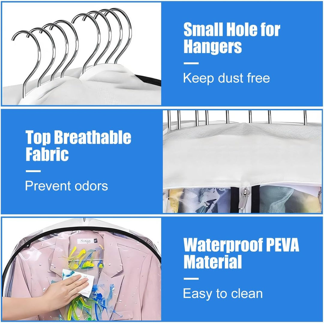 Lisslune | Clear Gusseted Garment Covers – 3-Pack Storage Bags with Side Zipper (Buy 1, Take 1 FREE)