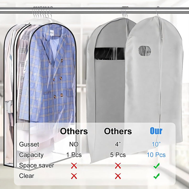 Lisslune | Clear Gusseted Garment Covers – 3-Pack Storage Bags with Side Zipper (Buy 1, Take 1 FREE)