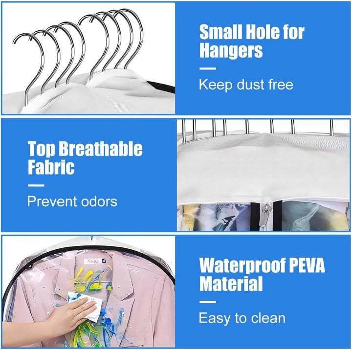 Lisslune | Clear Gusseted Garment Covers – 3-Pack Storage Bags with Side Zipper (Buy 1, Take 1 FREE)
