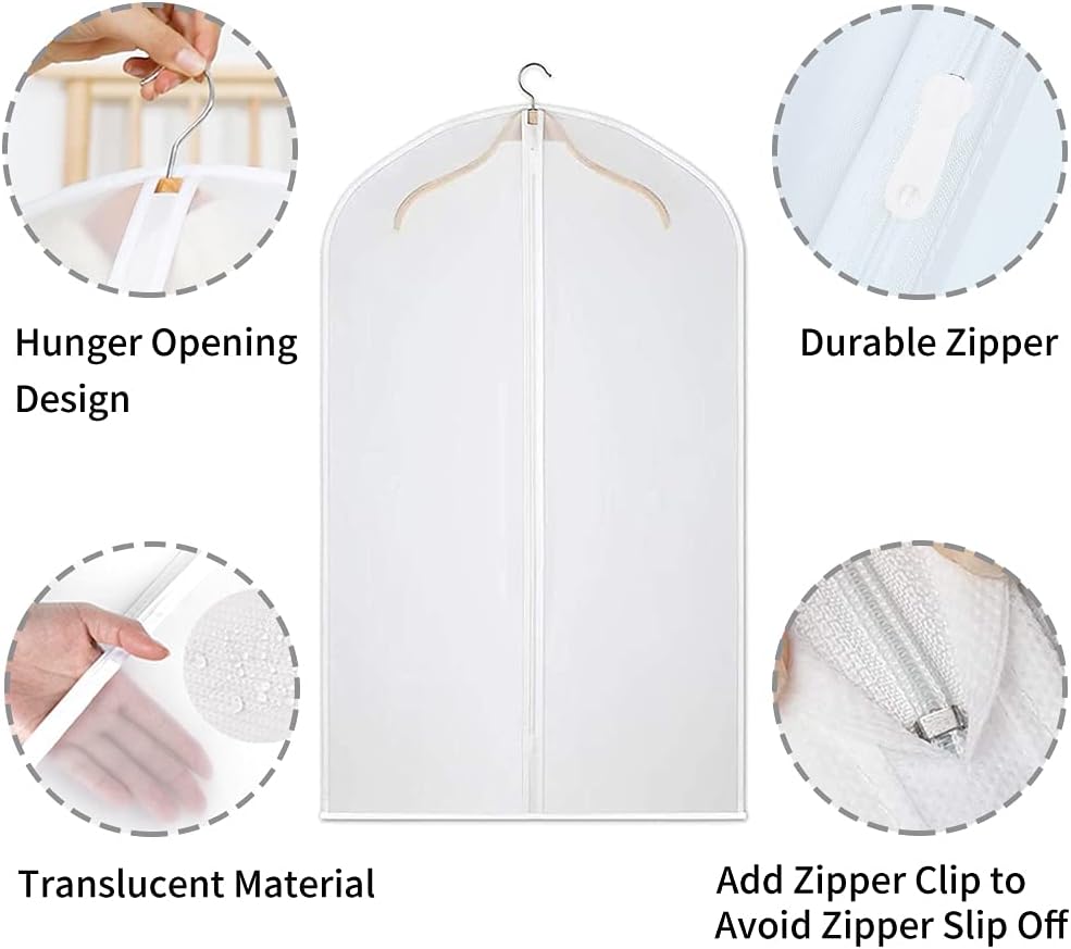 Lisslune | Clear PEVA Garment Storage Bags – 12 Pack Dustproof Clothes Protectors – 1+1 FREE