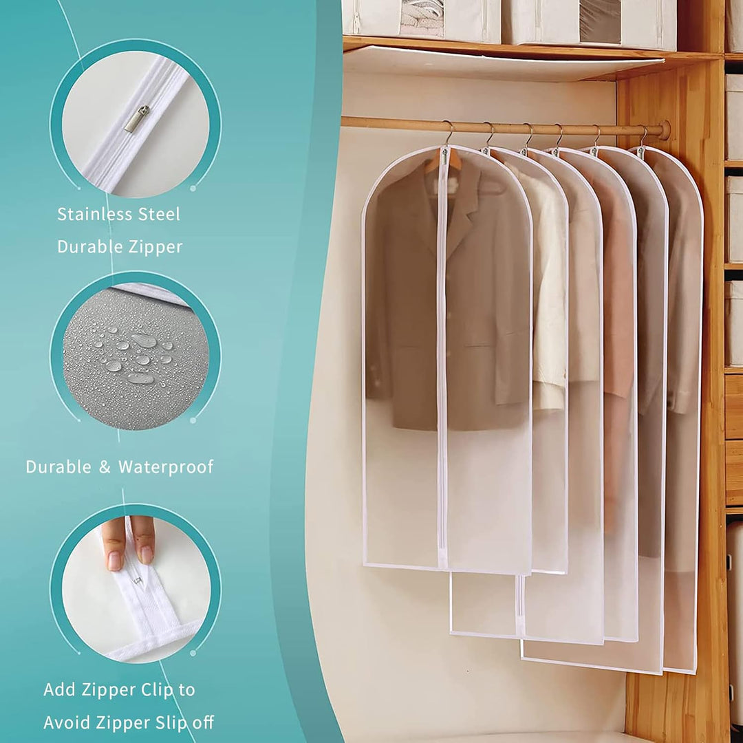 Lisslune | Clear PEVA Garment Storage Bags – 12 Pack Dustproof Clothes Protectors – 1+1 FREE