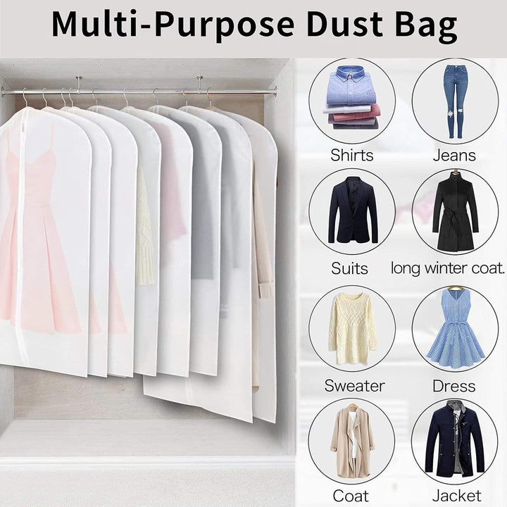 Lisslune | Clear PEVA Garment Storage Bags – 12 Pack Dustproof Clothes Protectors – 1+1 FREE