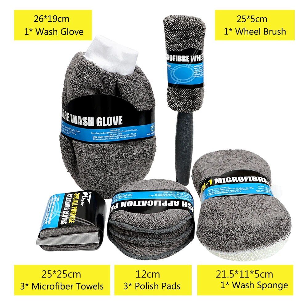 Lisslune | 9-piece Premium Microfiber Car Cleaning Set