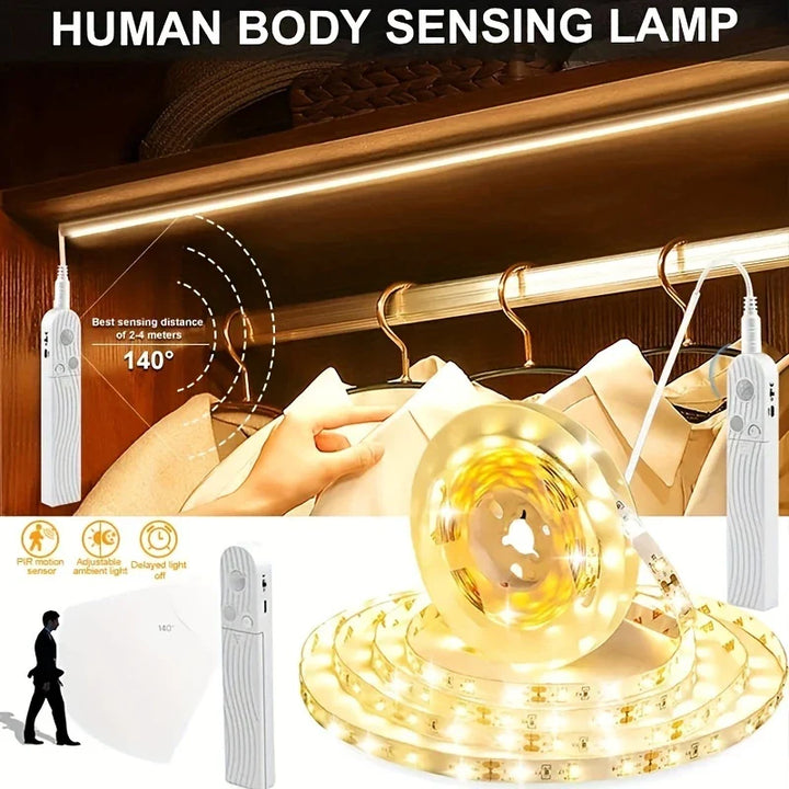 Lisslune | LED light strip with remote control – 2 meters flexible strip for decorative lighting in cabinets and shelves