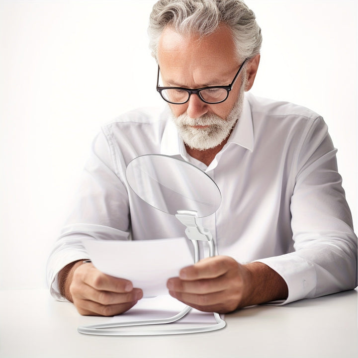 Lisslune | 5X Magnifying Glass Pro – Hands-Free Adjustable Neck Loupe for Seniors and People with Visual Impairment – Perfect for Reading, Sewing, Crafting, and Inspecting