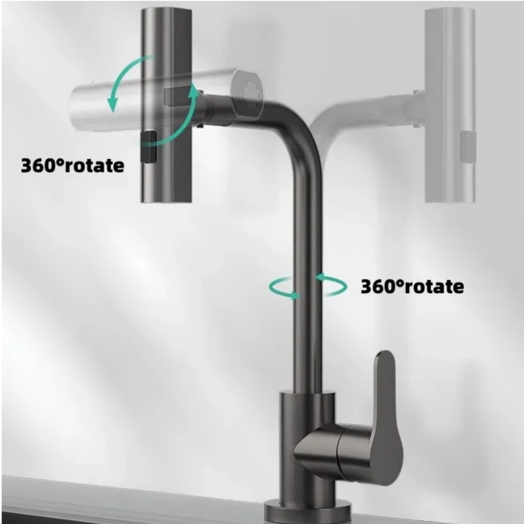 Lisslune | Kitchen faucet, JF-8012B GRAPHITE Pull-out tap, waterfall, 3 modes