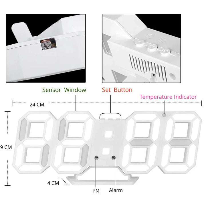 Lisslune | Digital 3D LED Wall Clock – Modern Design with Dimming Function and Optimal Visibility
