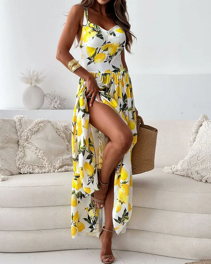 Lisslune | Strap Dress with Lemon Print