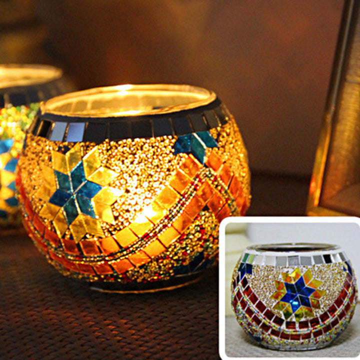 Lisslune | European Retro Glass Mosaic Tealight Holder