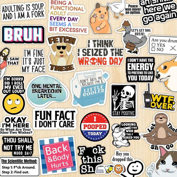 Lisslune | Set of 130 Funny Quote Stickers