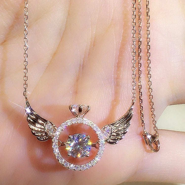 Lisslune | Angel Wings Necklace – Titanium Steel Pendant with Strass