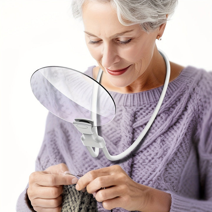 Lisslune | 5X Magnifying Glass Pro – Hands-Free Adjustable Neck Loupe for Seniors and People with Visual Impairment – Perfect for Reading, Sewing, Crafting, and Inspecting