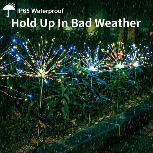 Lisslune | 4 Piece Solar Firework Garden Lights - Weatherproof LED Decorative Lighting, Solar Energy for Garden and Patio