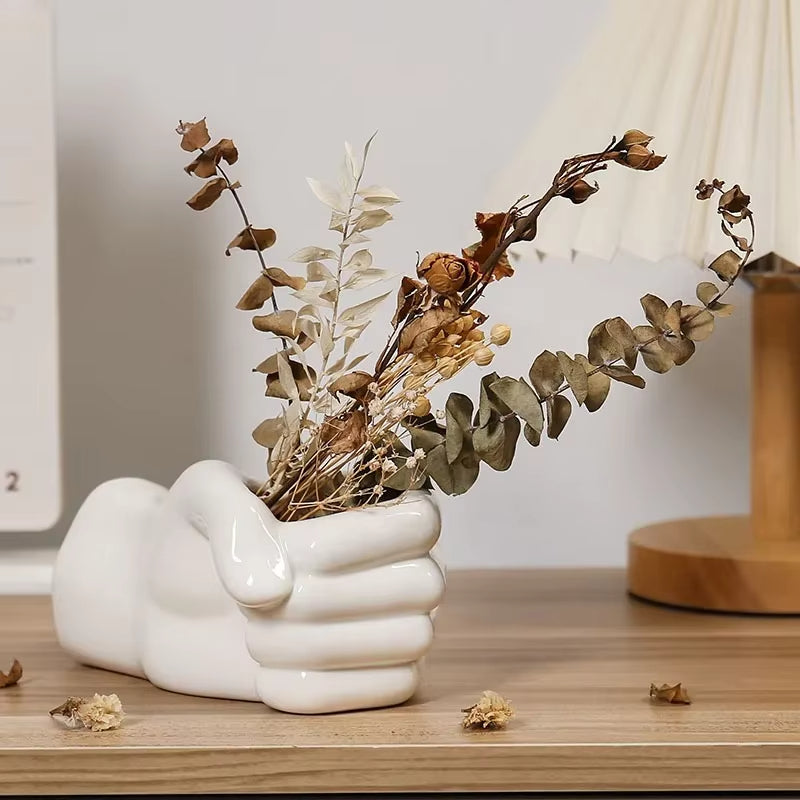 Lisslune | Artistic Hand Gesture Ceramic Tabletop Flower Vase