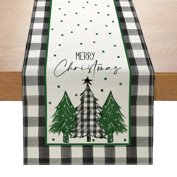 Lisslune | Linen Christmas Table Runner Snowman Christmas Tree Home Dining Table Cloth Tablecloth 2023 Christmas Noel Christmas Decorations 2024