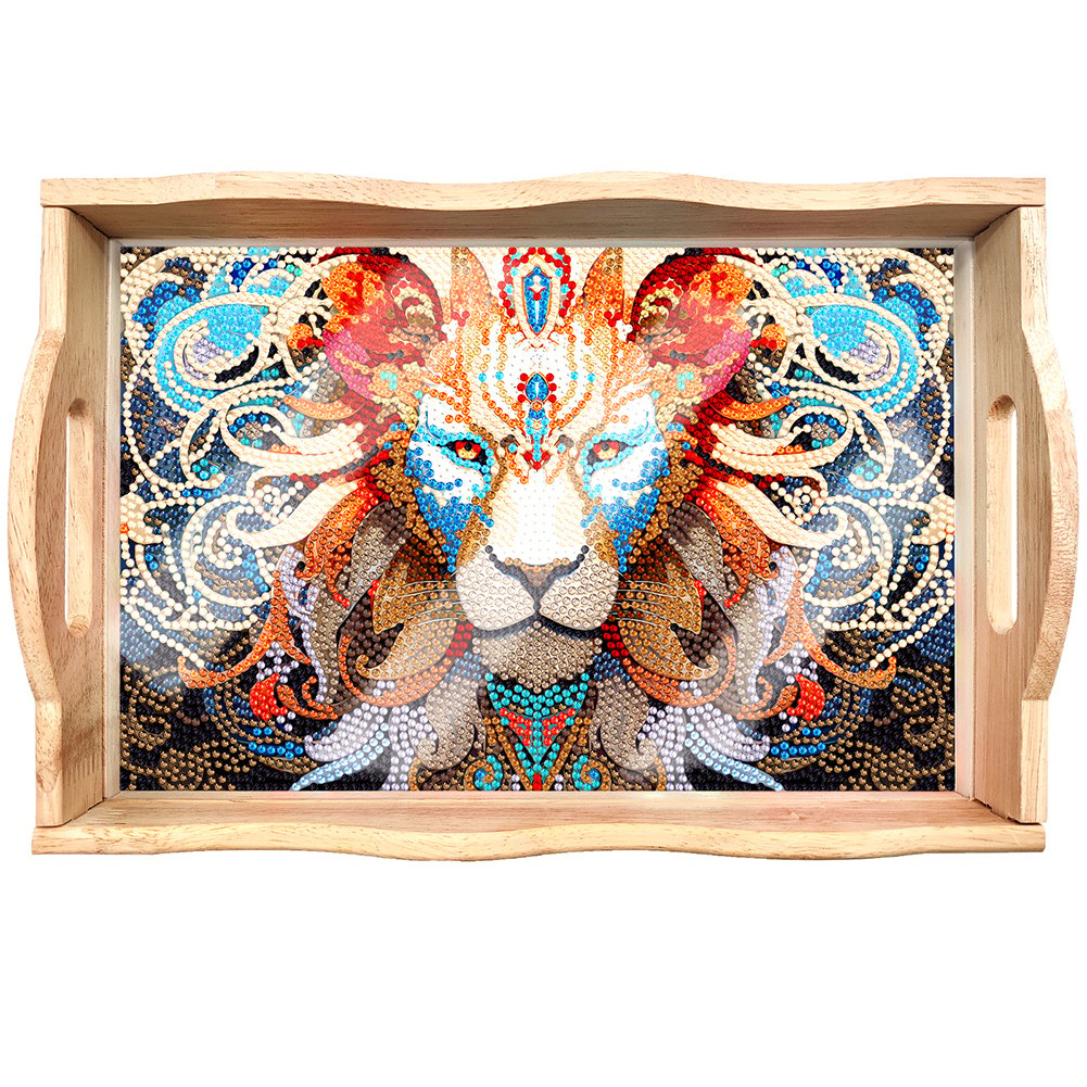 Lisslune | DIY Diamond Painting Wooden Tray Food Tray with Handle Living Room Decoration Mandala Wooden Tray Kit