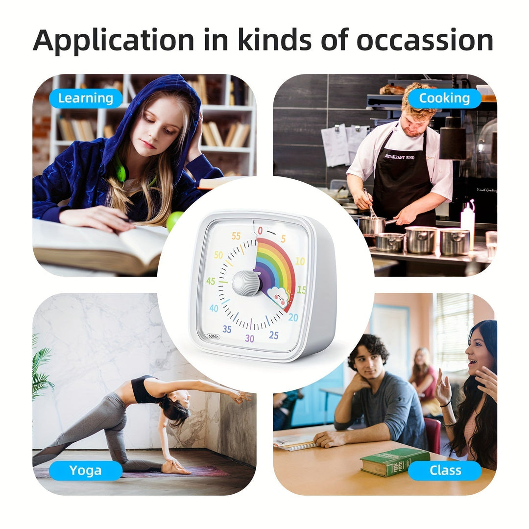 Lisslune | Rainbow Time Management Timer – Visual 60-Minute Countdown Timer for Study, Work and Home