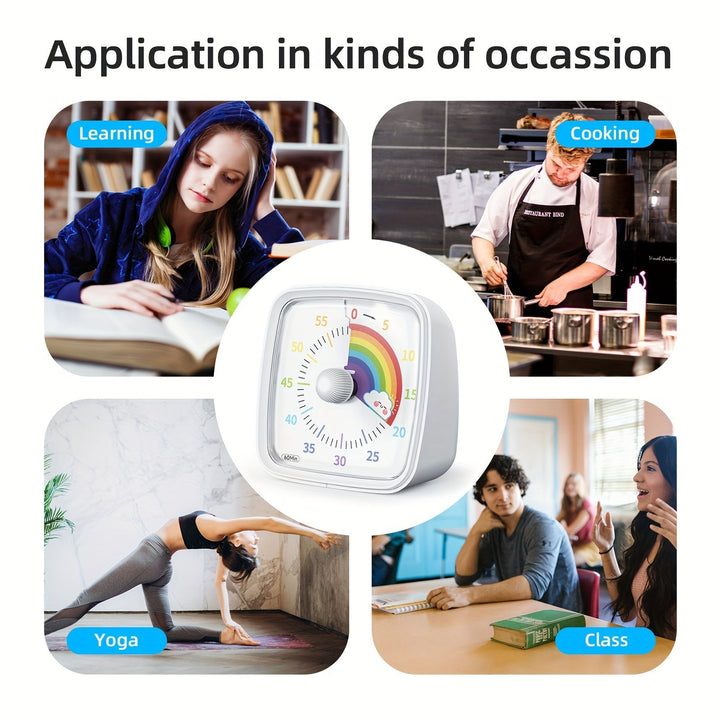 Lisslune | Rainbow Time Management Timer – Visual 60-Minute Countdown Timer for Study, Work and Home