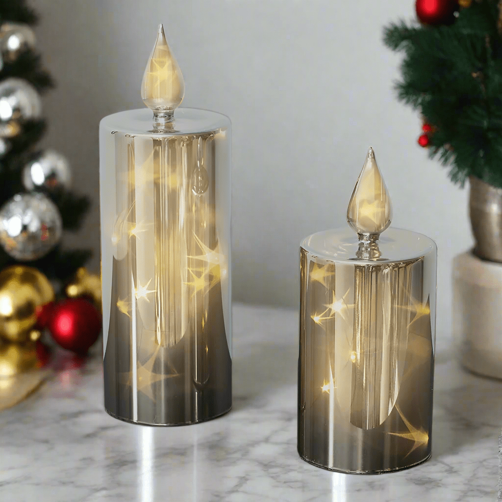 Lisslune | LED Smoky 2pc. Glass Candle Set