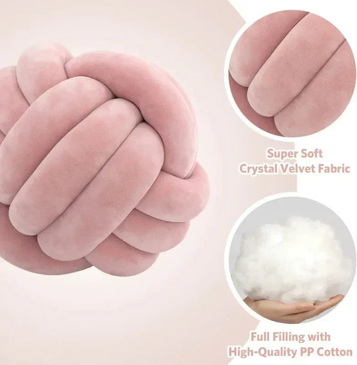 Lisslune | Decorative knotted suede-look ball soft cushion