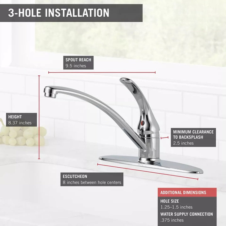Lisslune | Single-Handle Kitchen Faucet with 360-Degree Swivel