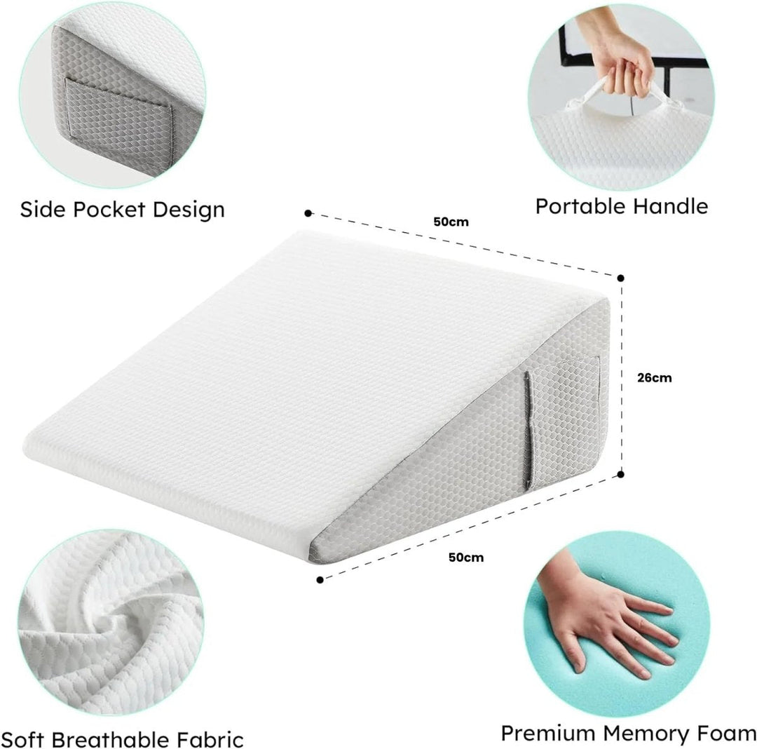 Lisslune | ELEVANA – Ergonomic Memory Foam Wedge Pillow for Comfortable Support