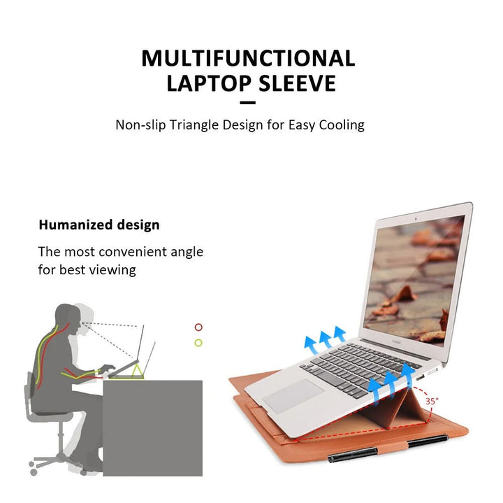 Lisslune | 4-in-1 Laptop Sleeve - Slim Protective Case with Stand Function