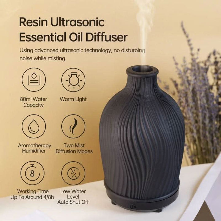 Lisslune | Boho Vase Essential Oil Humidifier – Polyresin Ultrasonic Diffuser