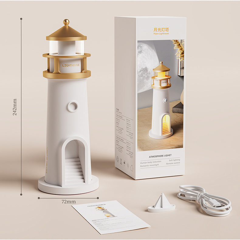 Lisslune | Lighthouse Speaker Bluetooth Lamp Moon Shadow Ambient Light Best Gift
