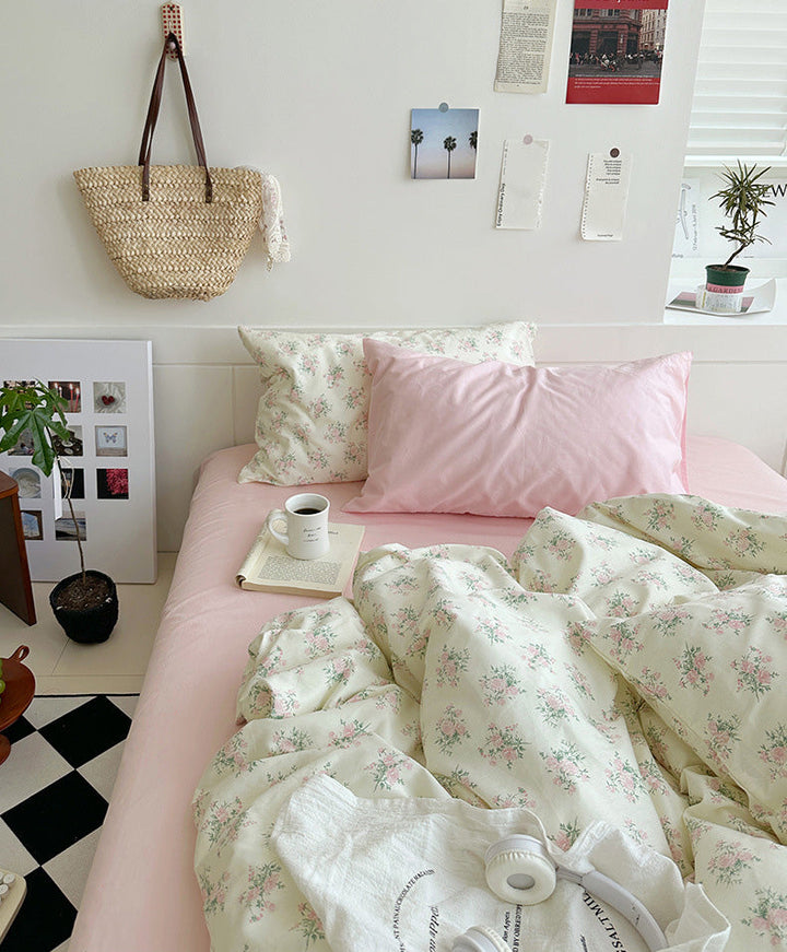 Rynx Pink Camellia Garden Bedding Set