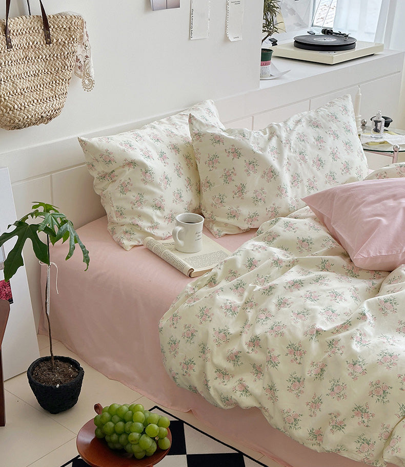 Rynx Pink Camellia Garden Bedding Set