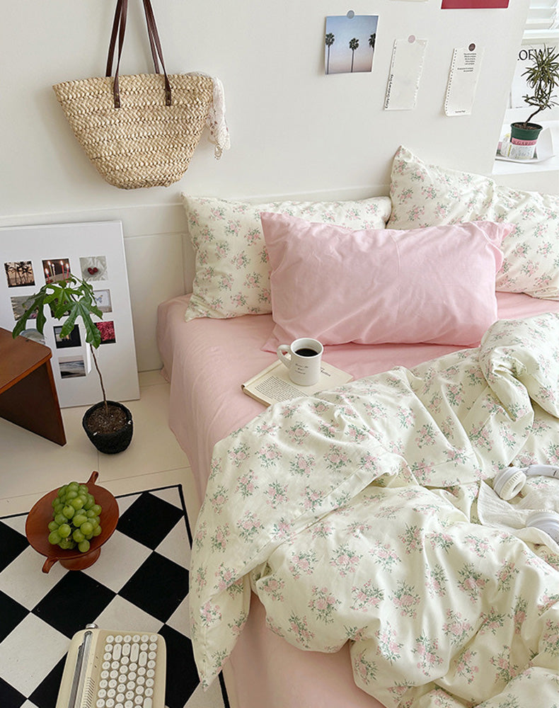 Rynx Pink Camellia Garden Bedding Set