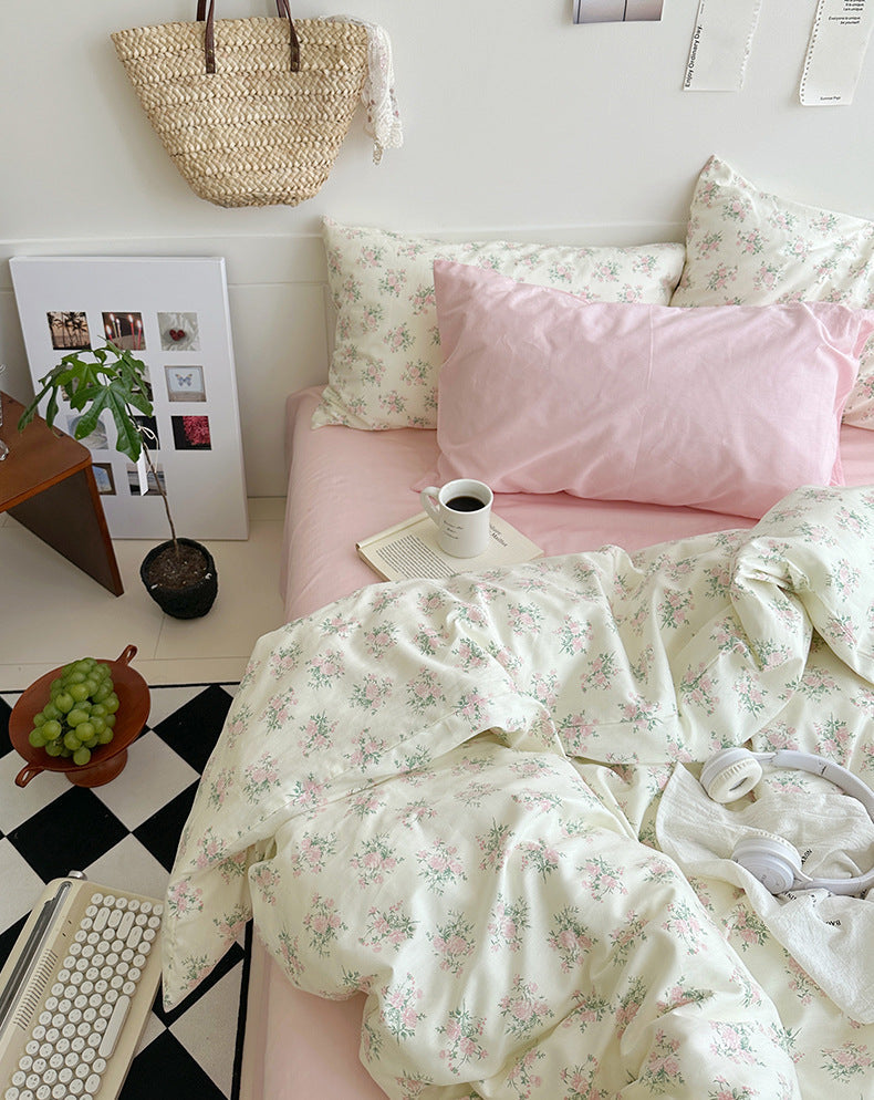 Rynx Pink Camellia Garden Bedding Set