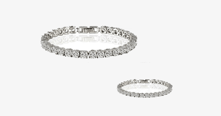 Lisslune | Diamond Eternity Bracelet in Silver Color - Round Cut Diamond Zircon Stones - Let You Look Stunning