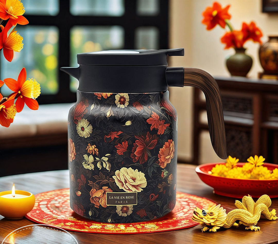 Lisslune | Vintage Floral Pattern Tea Thermos – Built-In Infuser