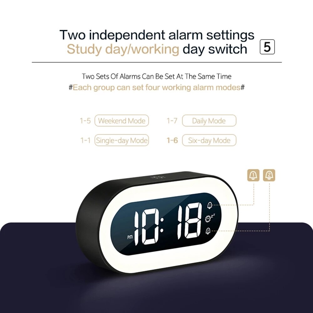 Lisslune | Digital Alarm Clock with Nightlight – Lumino