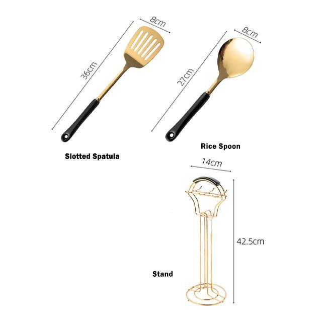 Lisslune | Golden Kitchen Utensils with Stand