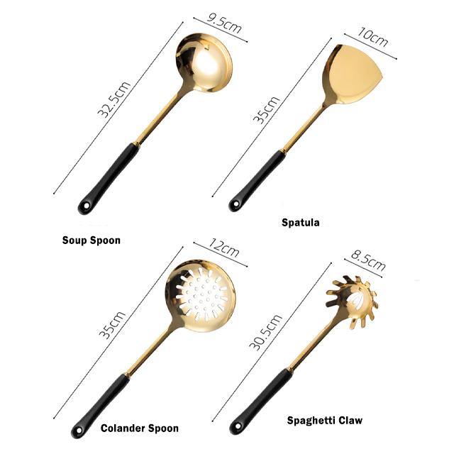 Lisslune | Golden Kitchen Utensils with Stand