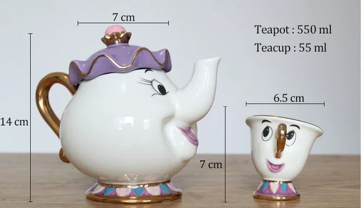 Lisslune | Limited Cartoon Beauty and the Beast Bone China Cup Tea Set Mrs. Potts and Chips Teapot Coffee Cups Set