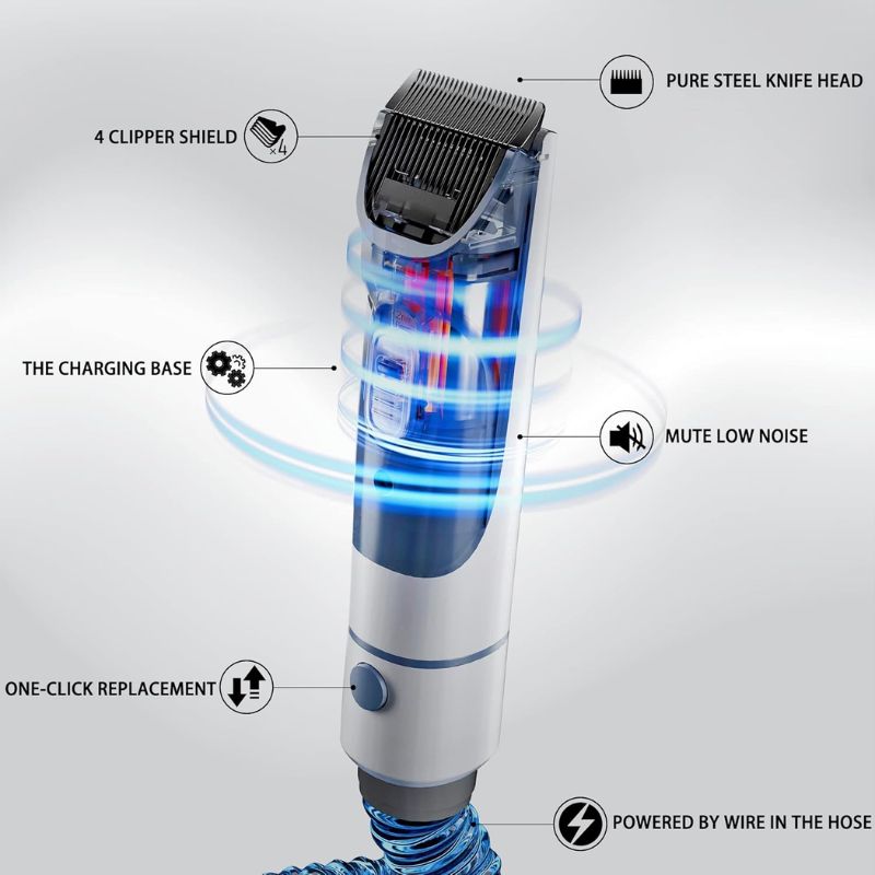 Lisslune | 5-in-1 Dog Grooming Kit with with Pet Hair Vacuum & Clipping Tools