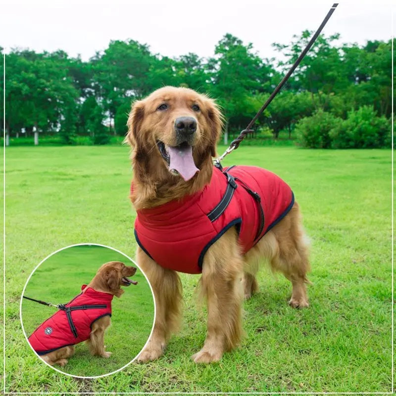 Lisslune | Waterproof Dog Jacket for Winter with Reflective Built-In Harness