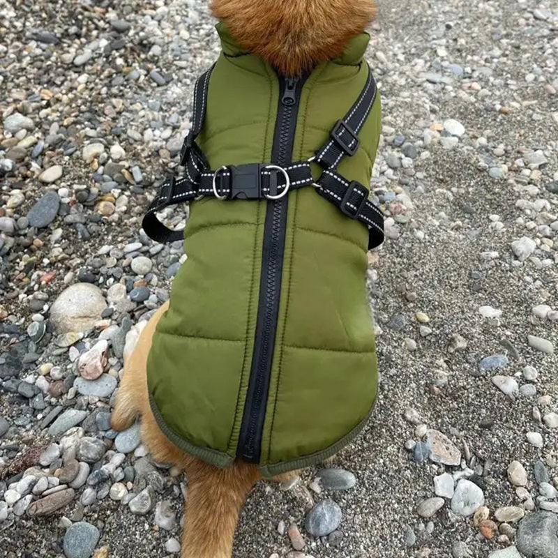Lisslune | Waterproof Dog Jacket for Winter with Reflective Built-In Harness