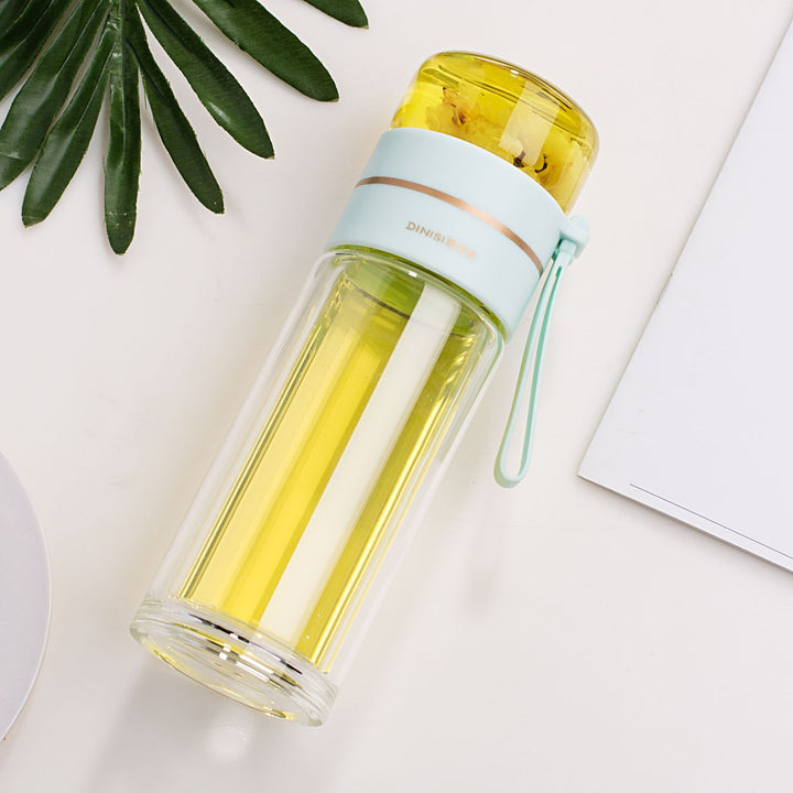 Lisslune | Double-Walled Glass Water Bottle with Tea Infuser - PureBrew